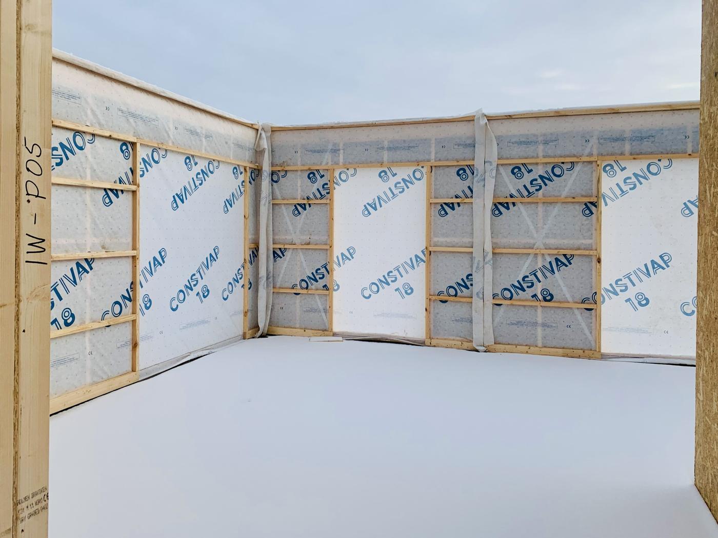 Wall panels before interior finishing