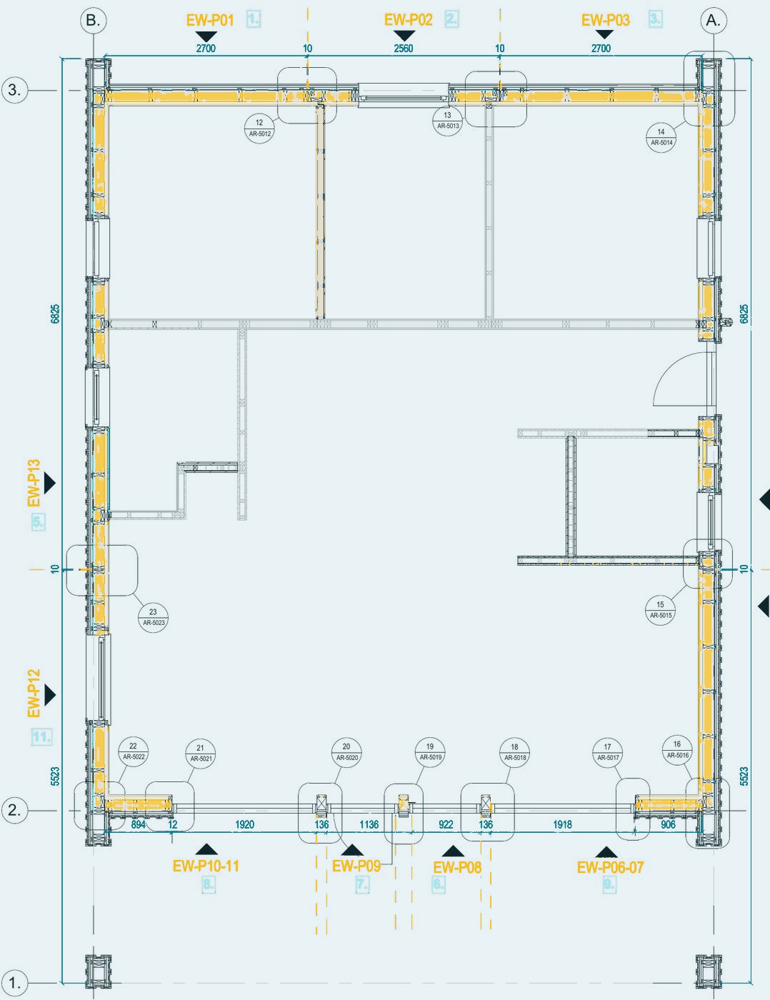 House C, panel plan with assembly order