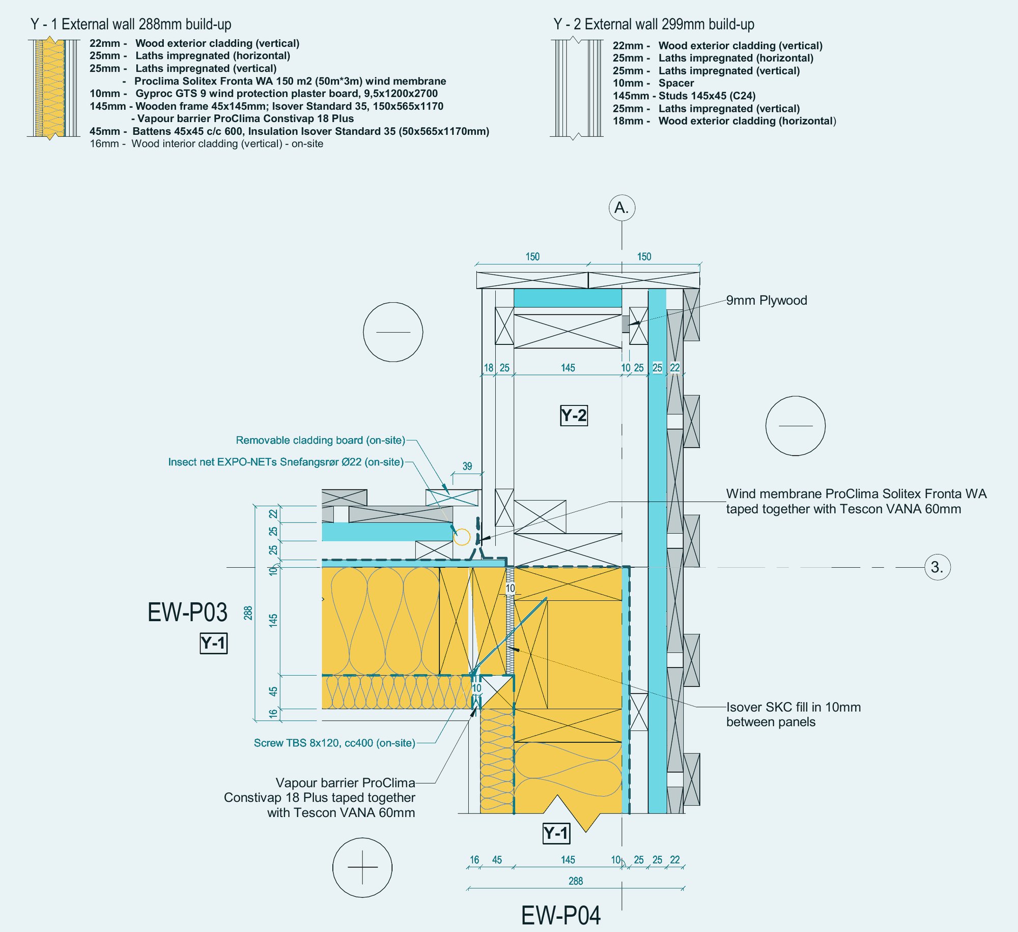 Wall build-up, construction detail